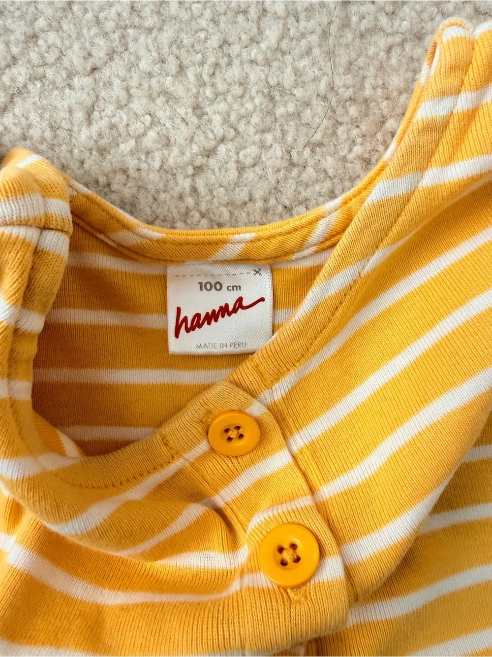 Hannah Yellow & White Striped Button-Front Casual Play Dress